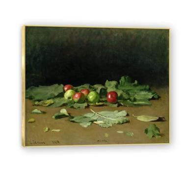 Imagem de Moldura dourada. Arte vintage emoldurada de frutas mortas, pintura clássica de cozinha country, decoração de parede de casa de fazenda quente para sala de jantar e cozinha. A12. 80 x 96 cm-31,4 x 37,8