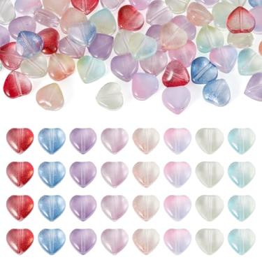 Imagem de KISSITTY 80 peças de contas de coração lampwork contas coloridas de cristal dos namorados pequenas 8 mm espaçadores soltos perfurados para colares faça-você-mesmo, pulseiras, brincos, casamento