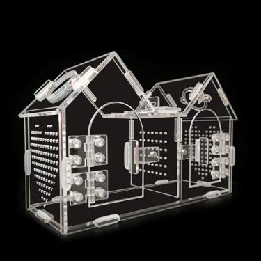 Imagem de Caneta aranha saltadora com função de divisória, portas magnéticas duplas e janelas de observação magnética dupla, viveiro acrílico para répteis, kit de viveiro pequeno para répteis (9,6 × 4,2 × 5,20