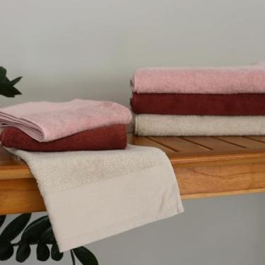 Imagem de Kit Jogo de Toalhas Ykitibá Concept 540 g/m² 4 Peças Prata Fio Penteado Bio Polimento 100% Algodão Alta Absorção Luxo (Terracota)