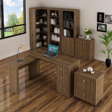 Imagem de Conjunto de Escritório com Mesa, Balcão, Estante, 2 Armários, Gaveteir