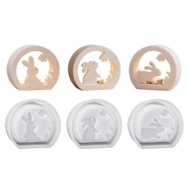 Imagem de Molde de coelhinho da páscoa | 3 ferramentas de artesanato de fácil liberação | Molde de suporte de vela de resina de coelhinho da Páscoa, para decoração de casa, lembrancinhas de festa, férias