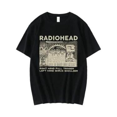 Imagem de Camiseta Vintage Oversize De Rock Band Radiohead Para Homens, 100% Alg