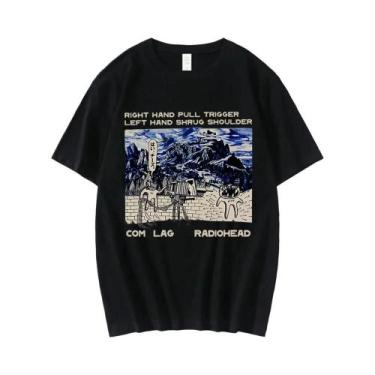 Imagem de Camiseta Vintage Oversize De Rock Band Radiohead Para Homens, 100% Alg