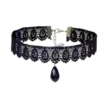 Imagem de Colar Choker Vintage De Veludo Rosa Com Franjas, Acessório De Moda Gót