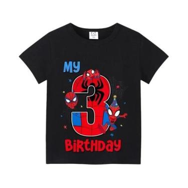 Imagem de Camiseta Infantil Do Homem-Aranha Para O Verão, Impressão Digital De A