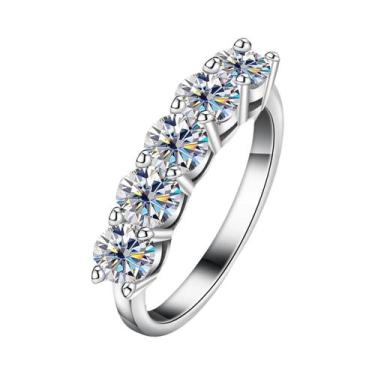 Imagem de Anel De Moissanite Branco De 4mm Para Mulheres, Aliança De Casamento C