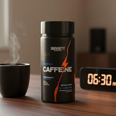 Imagem de Cafeína Premium Anidra 200Mg Por Cápsula, 60 Doses Termogênico, Marca INSANITY