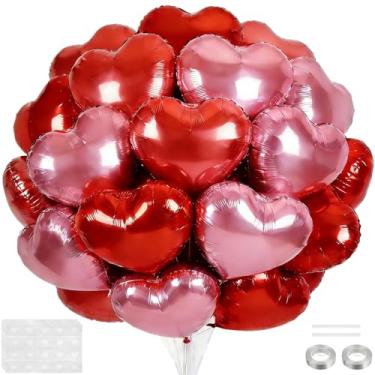 Imagem de Balões de coração vermelho, balões de dia dos namorados, balões grandes em forma de coração de 45,7 cm para decoração de festa de noivado e casamento (40 peças-2S-coração-rosa-1)
