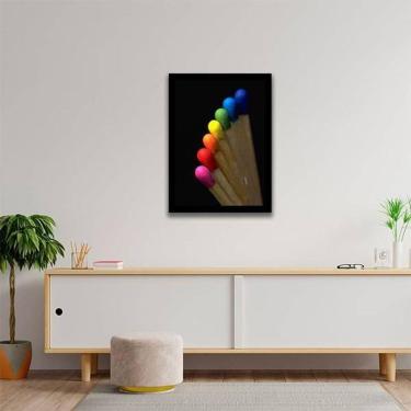 Imagem de Quadro Foto Palitos De Fósforo Coloridos 33X24 C/Vidro Preta