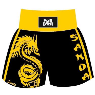 Imagem de Short Calção Boxe Chinese Dragon Sanda - Pre/Amar Fb-3007-Unissex