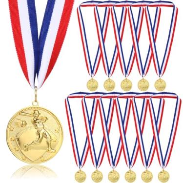 Imagem de Quelay 12 medalhas para vencedor de prêmios, medalhas de beisebol de metal de 5 cm com fitas de prêmio para estudantes, adultos, participação, competições, eventos esportivos