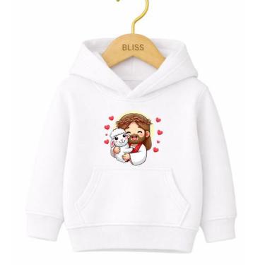 Imagem de Moletom Canguru Infantil Estampa Jesus Ovelhinha Coração 1024 Moda Inf