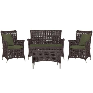 Imagem de Jogo Sofá 2 Poltronas E Mesa Igapó Fendi E13 Trama Original Marrom