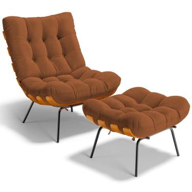 Imagem de Poltrona Costela L02 Com Puff Terracota - Lyam Decor