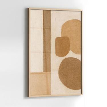 Imagem de Quadro com Moldura e Acrilico Cristal Vidro Abstrato Marrom para Sala,