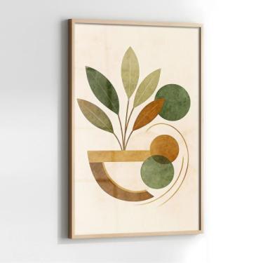 Imagem de Quadro com Moldura e Acrilico Cristal Vidro Arte Planta para Sala, Qua