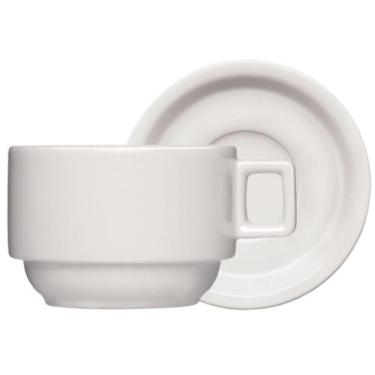 Imagem de Xícara de Porcelana Chá Café 210ml com Pires Bar Hotel Germer Branca R