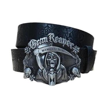 Imagem de Cinto De Couro Punk plus Size Com Caveira, Estilo Harajuku Gótico Y2K,