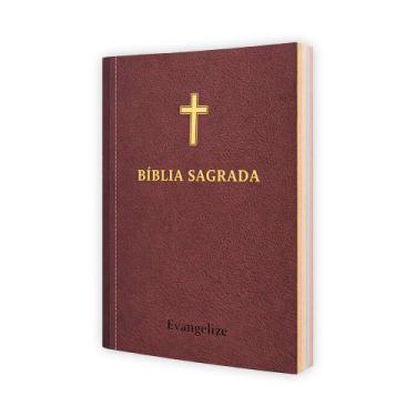 Imagem de Bíblia Sagrada Brochura Capa Marrom - Textos colorido Letra média - Ev