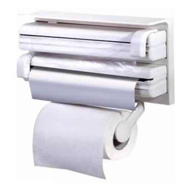 Imagem de Suporte Triplo Rolo Papel Toalha Alumínio Filme Plástico - Não Informa