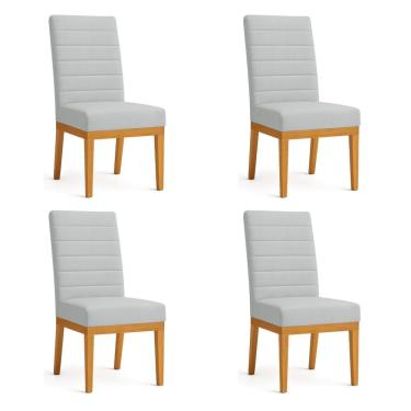 Imagem de Kit 4 Cadeiras De Jantar Solana Suede Base De Madeira - Pallazio Cor Cinza