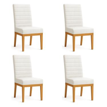 Imagem de Kit 4 Cadeiras De Jantar Solana Veludo Base De Madeira - Pallazio Cor Bege