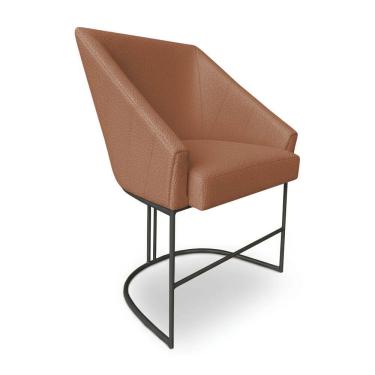 Imagem de Poltrona Luxo Alana Bouclê Base Ferro Preto - Pallazio Cor Terracota