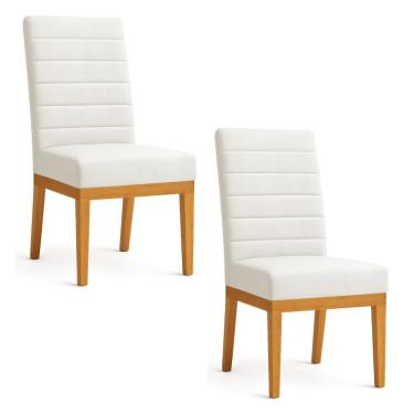 Imagem de Kit 2 Cadeiras De Jantar Solana Veludo Bege Base De Madeira - Pallazio