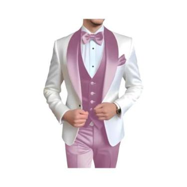 Imagem de Terno Masculino De 3 Peças Personalizado Com Lapela De Lenço Para Casa