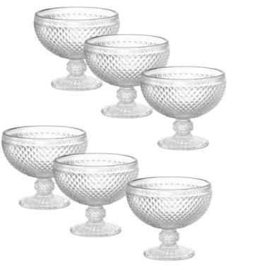 Imagem de Kit 6 Taças Sobremesa Vidro Bico de Jaca 300ml Transparente e Resisten