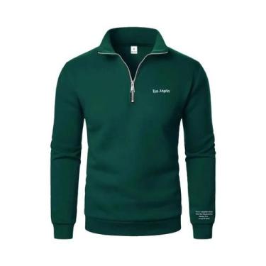 Imagem de Moletom Masculino Oversized Com Capuz E Meio Zíper, Gola Alta, Tendênc