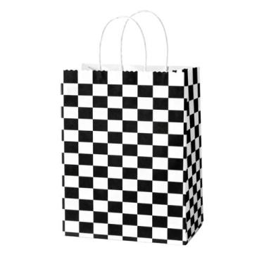 Imagem de Sacola de presente Checkerboard White Kraft Paper 22x16x8cm, pacote co