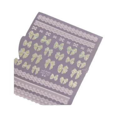 Imagem de Adesivos De Unha 5D Com Borda Dourada, Coração, Laço, Lua E Estrela, E