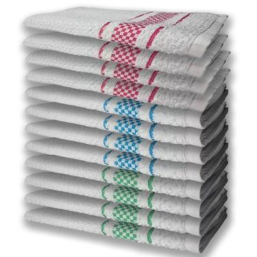 Imagem de 12 Panos De Prato Atoalhado Felpudo Premium Vd+az+rs