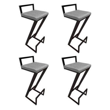 Imagem de Kit 4 Banqueta Alta Helena Z Para Area Laser Gourmet Cozinha Churrasqu