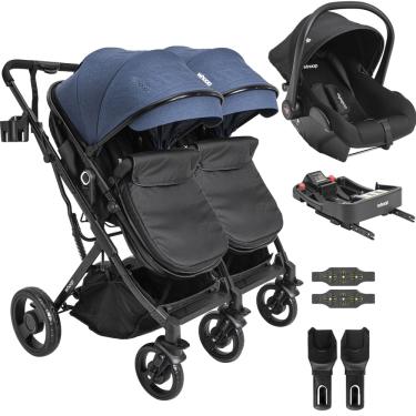 Imagem de Carrinho Kiddo Gemeos Bebe Conforto Colinho Base ISOFIX Vox Marinho