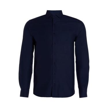 Imagem de Camisa Dudalina Masculina Slim Tricoline Lisa Stretch Azul Marinho-Masculino