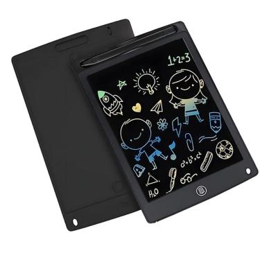 Imagem de Lousa Mágica Tablet Lcd Preto De 12" Lousa Mágica Com Botão De Apagar Desenhar E Anotar