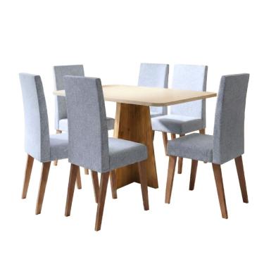 Imagem de Conjunto Sala de Jantar Mesa 1,60m Moove 6 Cadeiras Linho Milano Viero
