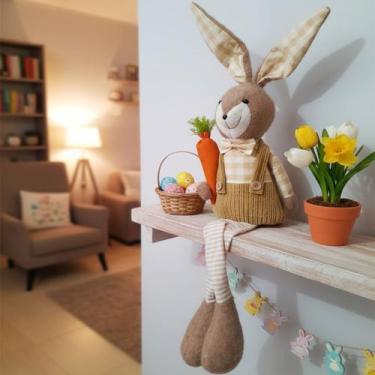Imagem de Boneco Coelho Cenoura Decoração Páscoa Pernas Mole De 90cm - Genérico