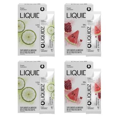 Imagem de LIQUIDZ - Eletrólitos Zero Açúcares - Limonada | Melancia - Kit 4 Caixas - 24 sachês-Unissex