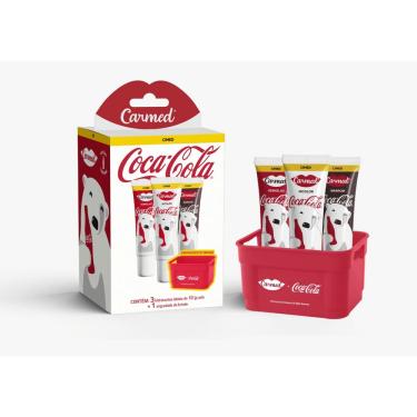 Imagem de Kit Carmed Coca-Cola com 3 Hidratantes Labiais + Engradado Colecionável – Carmed