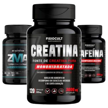 Imagem de Combo Suplementos Alimentares Creatina ZMA e Cafeina em capsulas para 