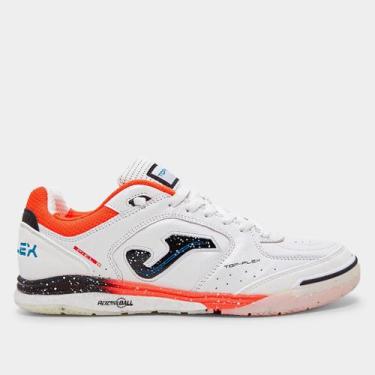 Imagem de Chuteira Futsal Joma Top Flex Rebound Unissex, Branco, Laranja, 39