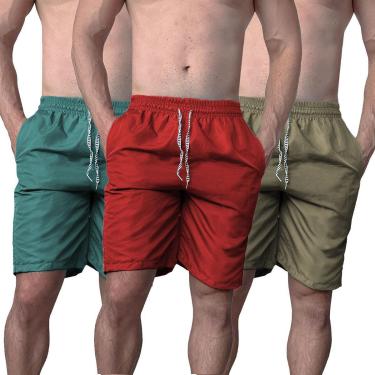 Imagem de Kit 2 Bermudas Masculina Lisas Tactel Praia Academia Caminhada 3 Bolsos-Masculino