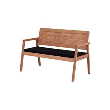 Imagem de Sofá 2 Lugares para Jardim Varanda Área Externa 1,16 m Traço Meu Móvel de Madeira - Castanheira e Tecido Preto Castanheira