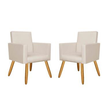 Imagem de Kit 2 Poltronas Nina Para Sala De Estar Corino courino Bege Balaqui Decor