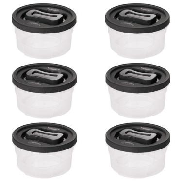 Imagem de Pote de plástico Clic rosca 2 litros preto com 6 unidades Plasutil ref