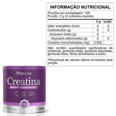Imagem de Creatina 100% Pura 300g - Sanavita, Sem Sabor